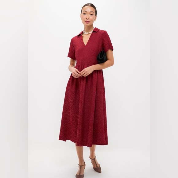 Tuckernuck Dresses & Skirts - TUCKERNUCK Cranberry Jacquard Adelaide Midi Dress size xl wedding work office
